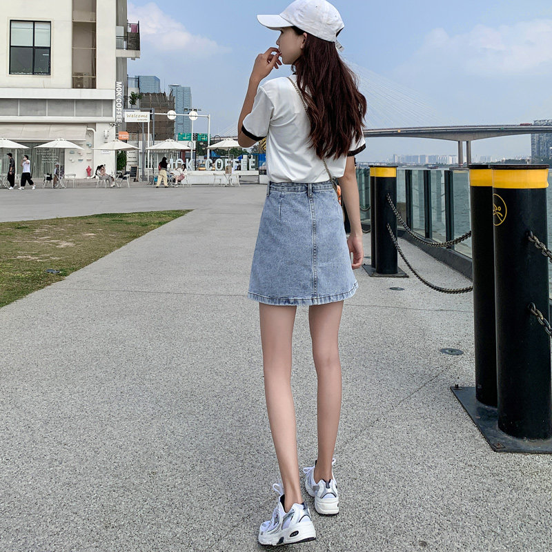 显瘦高腰2022夏季新款牛仔半身裙 米婉萌半身裙