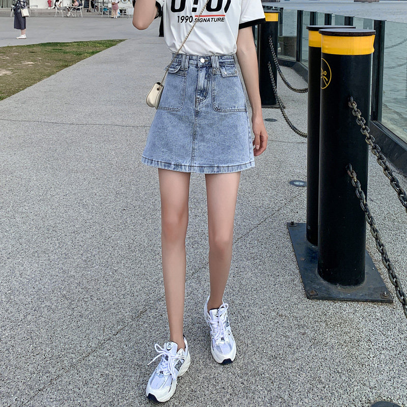 显瘦高腰2022夏季新款牛仔半身裙 米婉萌半身裙