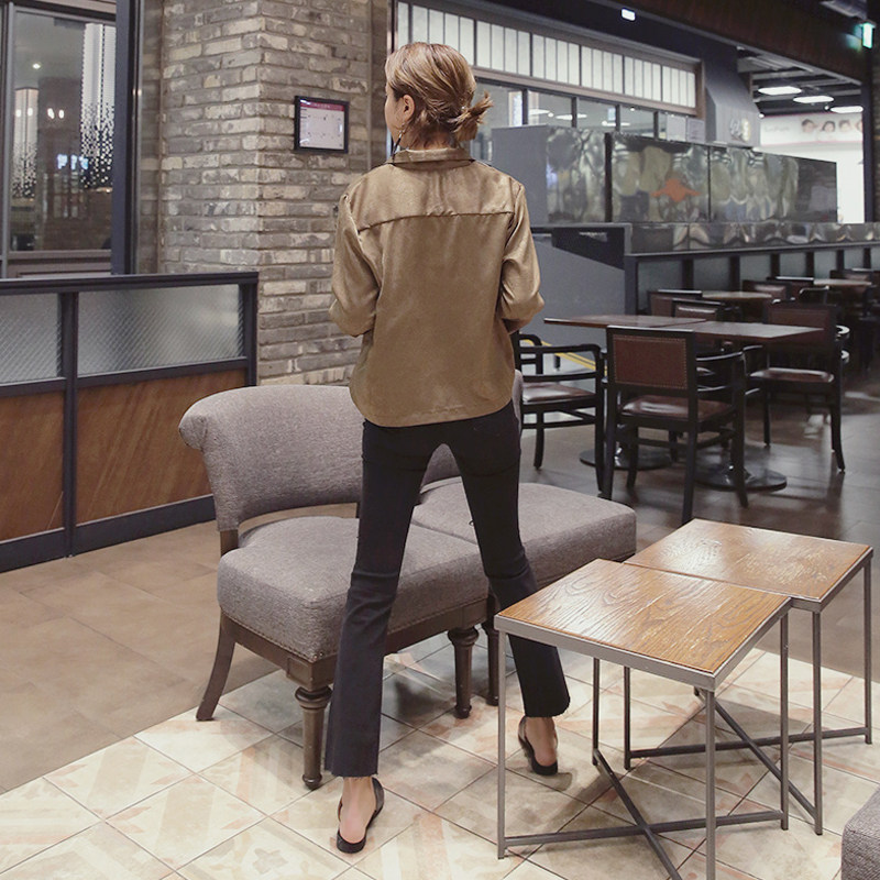 黑色显瘦小个子泫雅九分破洞牛仔裤 米婉萌牛仔裤