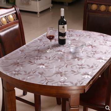 81*135伸缩折叠椭圆形桌布pvc防水防油防烫免洗餐桌软塑料玻璃布 - 图0