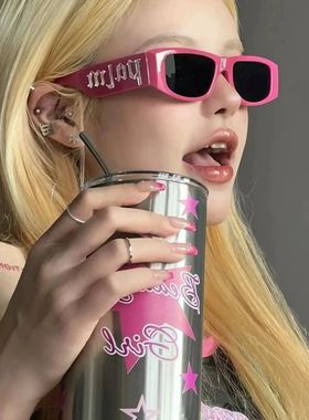 千禧风Y2K辣妹粉色墨镜女ins街拍防晒网红眼镜蹦迪搞怪太阳镜男款