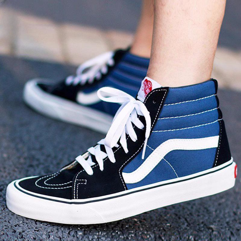 VANS SK8-HI 高帮经典款海军蓝男女休闲帆布鞋滑板鞋VN000D5INVY - 图2