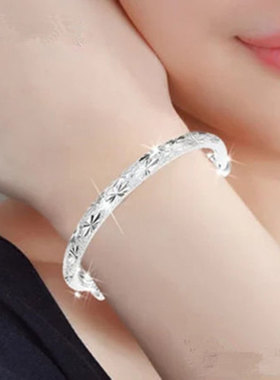 光面磨砂满天星推拉妈妈银手镯