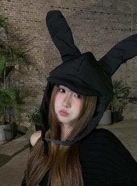 粉色兔子耳朵防寒雷锋帽子女冬天保暖骑车护耳帽秋冬季学生