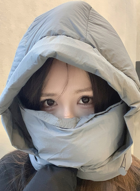 口罩羽绒帽女冬季加厚防寒保暖防风雷锋帽显脸小滑雪骑车护耳帽冬