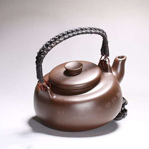 宜兴紫砂 （矮扁提梁过滤内胆700ML ）大容量 隔茶叶壶 - 图2