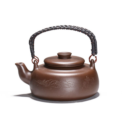 宜兴紫砂 （矮扁提梁过滤内胆700ML ）大容量 隔茶叶壶 - 图3