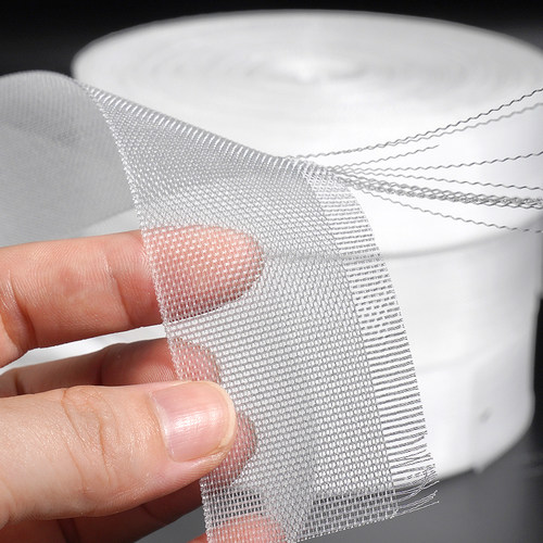 硬款超密鱼骨刺卷边条服装辅料真丝雪纺婚纱下摆鱼刺卷边衬马尾衬 - 图1