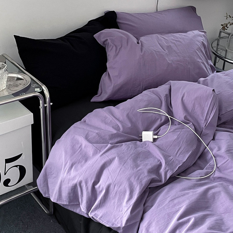 ins四件套纯水洗棉全床单罩4被子 家盈国际家纺床品套件/四件套/多件套