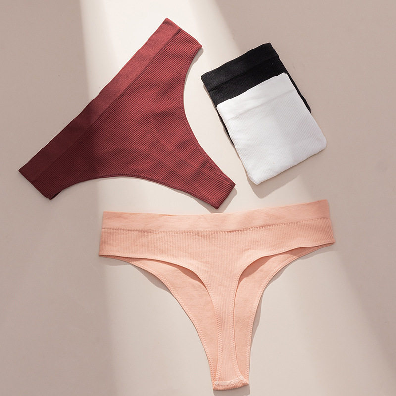 欧美螺纹内裤女大码瑜伽隐形内裤舒适无缝无痕透气少女中腰丁字裤,淘宝优惠券,粉丝福利购,淘宝优惠卷