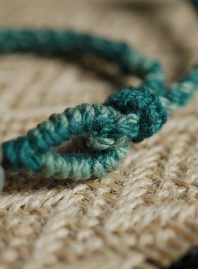 归林系列 |和田玉南瓜球925银手工编织可调节手绳清新高级男女款