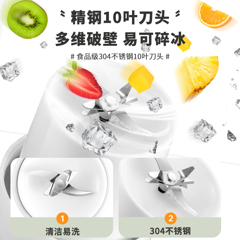 荣事达10叶刀榨汁机小型便携式家用多功能炸果汁机无线电动榨汁杯_厨房电器 第2张