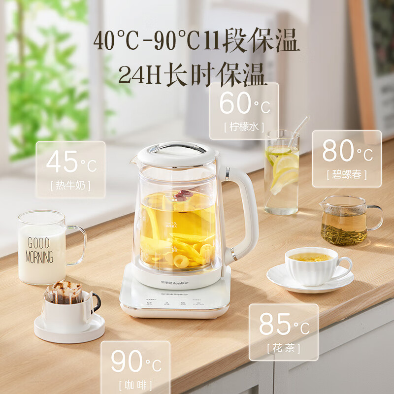 荣事达双层养生壶办公室小型加厚玻璃保温家用多功能煮茶器烧水壶