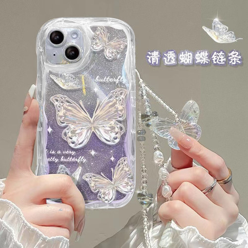蝴蝶手链适用vivos17手机壳vivox90s保护套x80/x70/x60新款iqooneo8高级感s15/s16透明y78+女S7t/S9e软s12pro - 图0