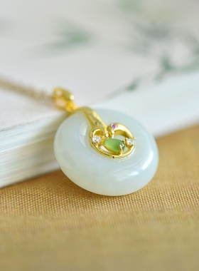 慕溪源2024新款项链女新中式和田玉素银吊坠玉坠