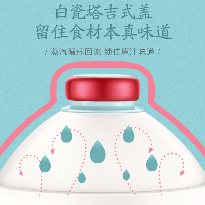 苏泊尔海淮专卖店苏泊尔电炖锅家用白陶瓷煲汤锅熬煮粥神器燕窝炖盅多功能电炖炖锅2