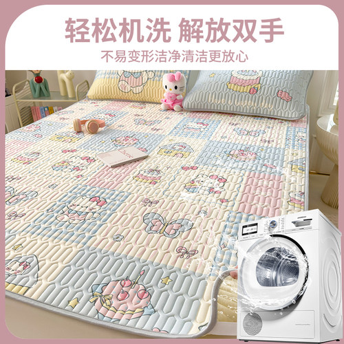 可爱kt猫乳胶凉席三件套夏季冰丝席床单宿舍单人空调席可机洗软席-图2