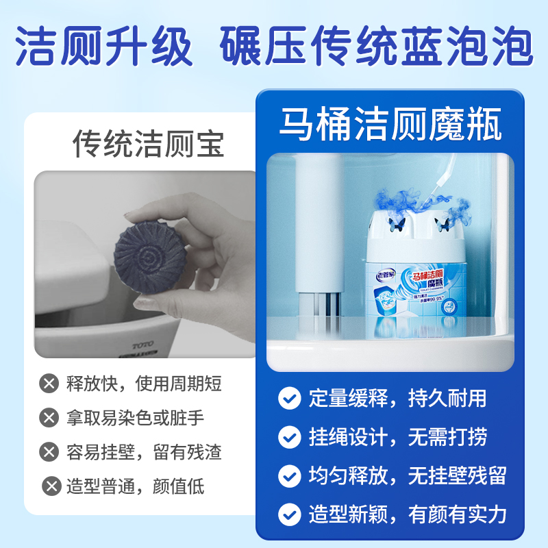 马桶清洁剂厕所除臭去异味留香清洗洁厕剂自动强力去污垢黄蓝泡泡-图0