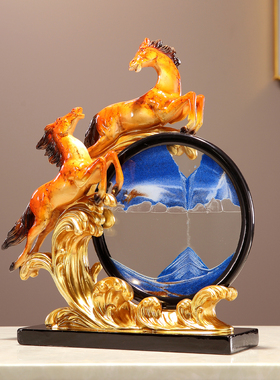 马到成功流沙画酒架装饰品摆件