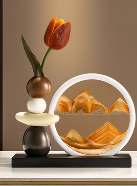 石来运转花瓶流沙画装饰品摆件
