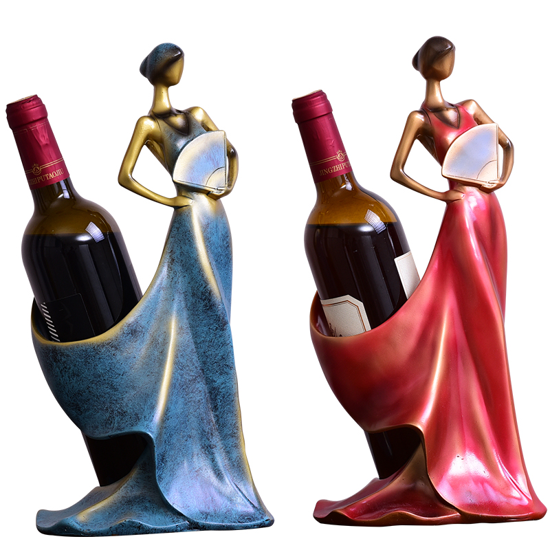 福美林旗舰店欧式创意美女红酒架摆件现代简约家用客厅葡萄酒架红酒架子装饰品0