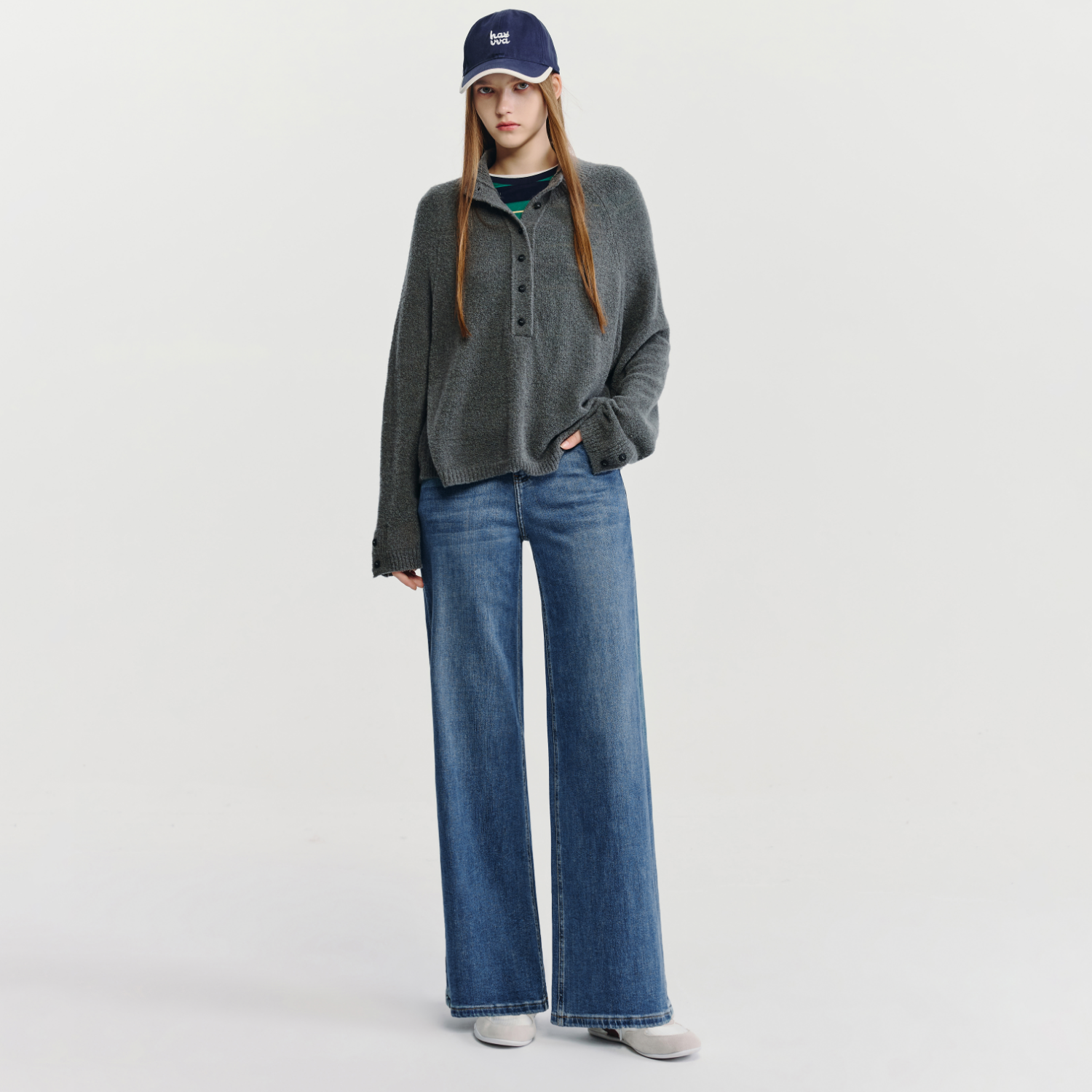 HAVVA经典版型高腰阔腿牛仔裤宽松显瘦女士裤子2026春季KN3-5519,淘宝优惠券,粉丝福利购,淘宝优惠卷