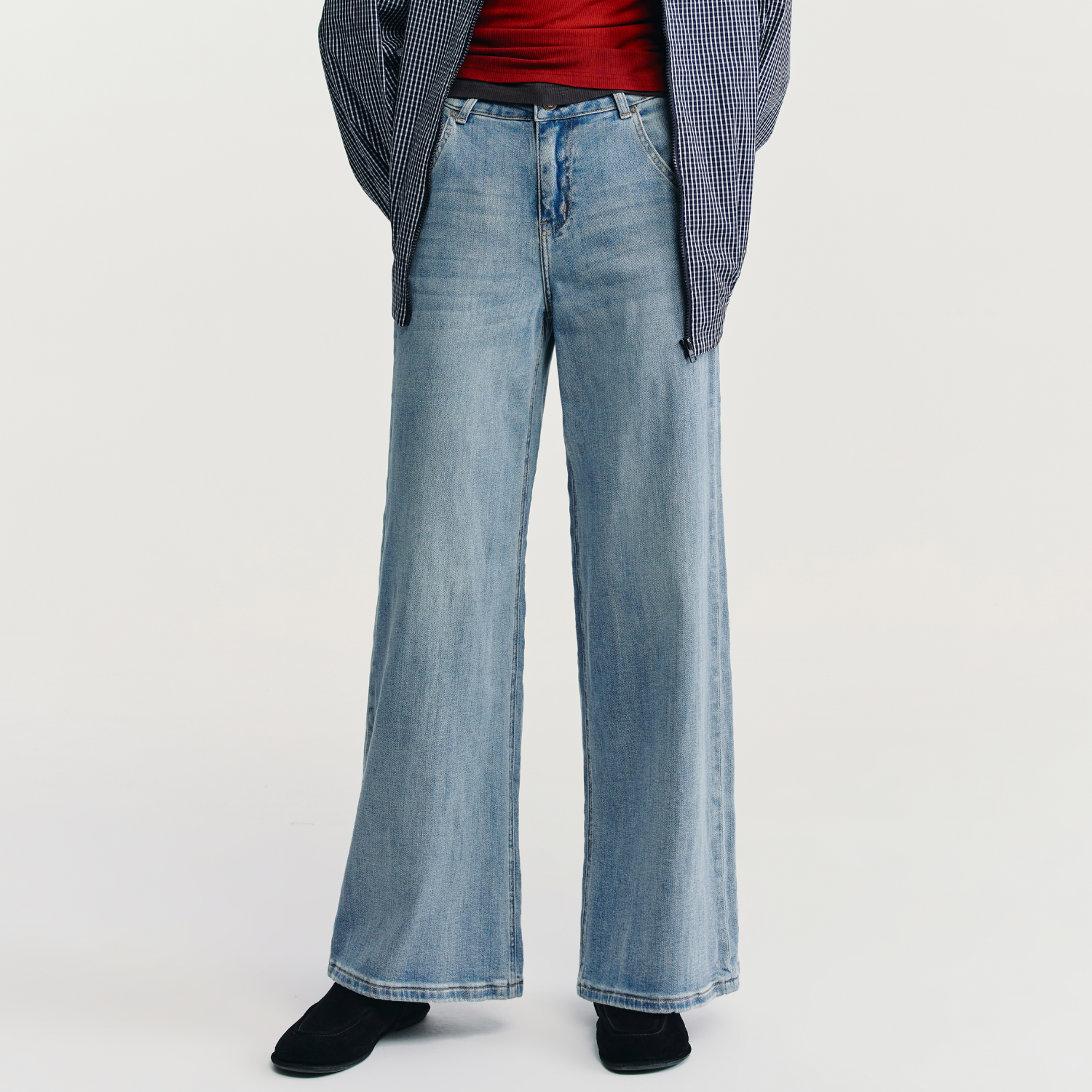 HAVVA经典版型高腰阔腿牛仔裤宽松显瘦女士裤子2026春季KN3-5519,淘宝优惠券,粉丝福利购,淘宝优惠卷