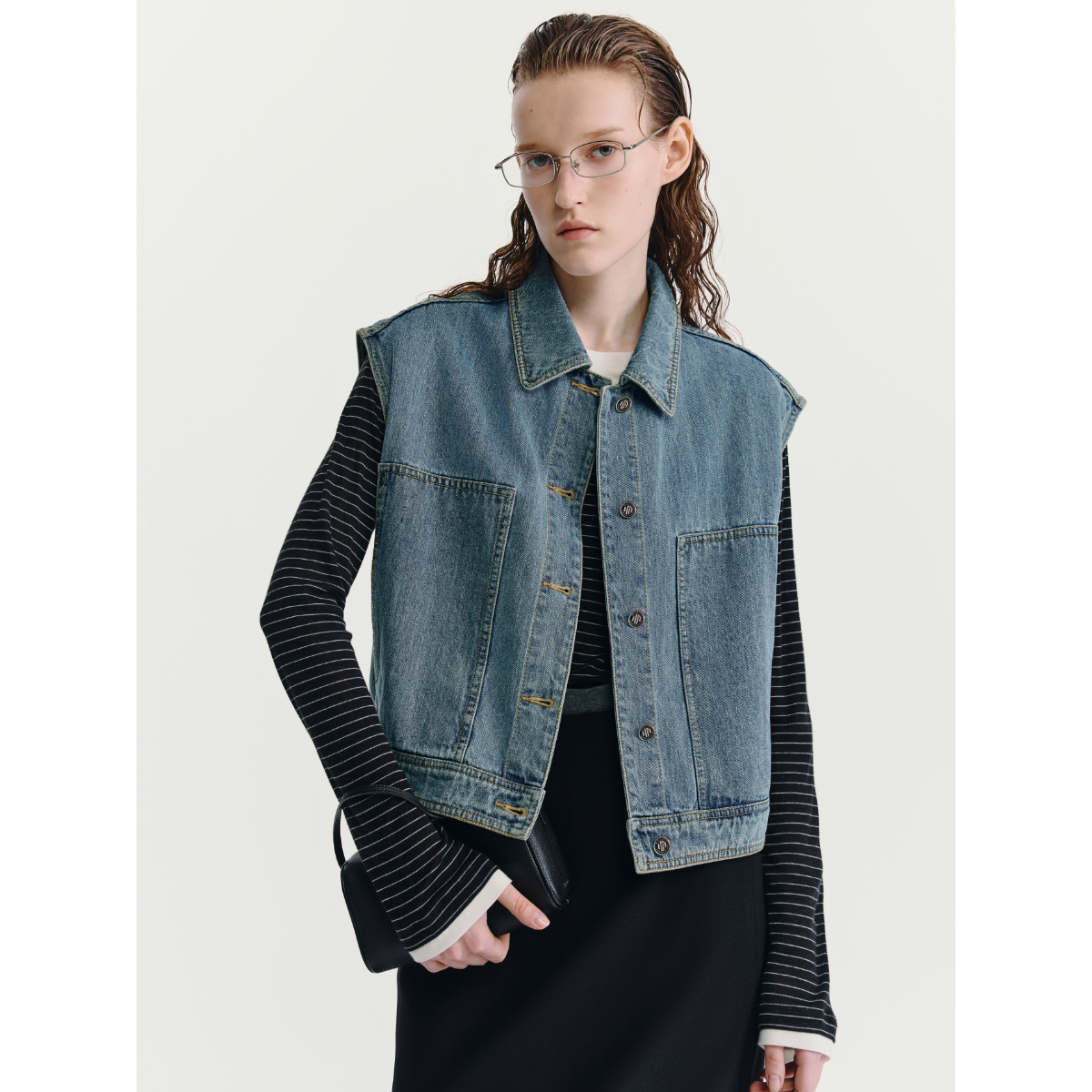 HAVVA stackable denim waistcoat for women