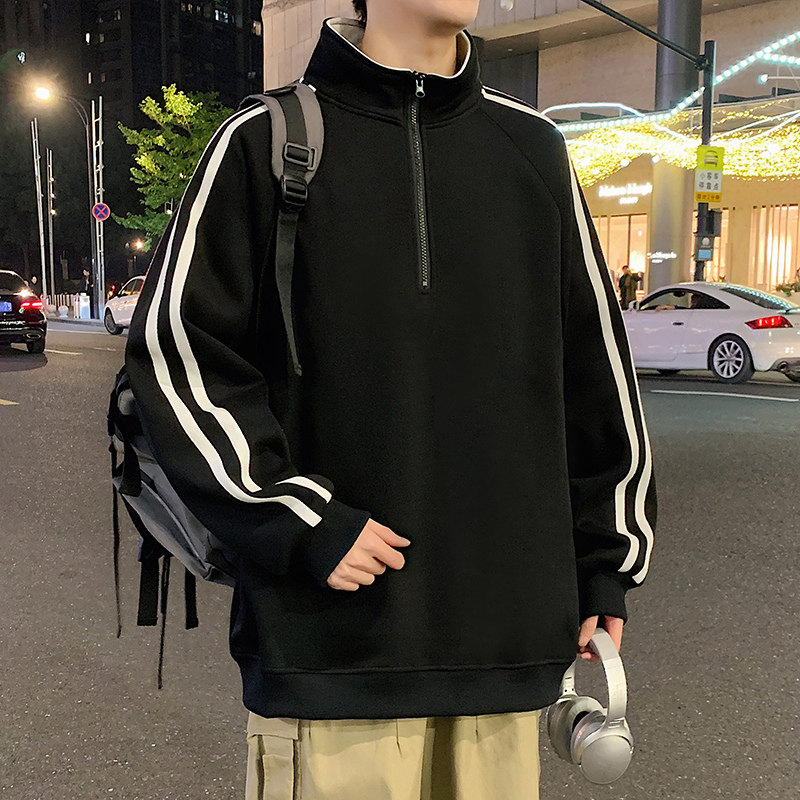 美式卫衣男秋冬季2026新款立领半拉链长袖套头宽松无帽男生外套潮,淘宝优惠券,粉丝福利购,淘宝优惠卷