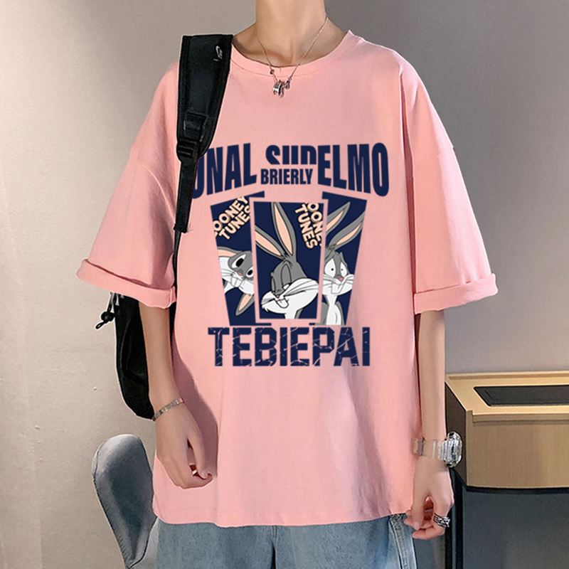 纯棉短袖T恤男夏季港风卡通动漫印花半袖男生体恤潮流圆领上衣服 - 图0