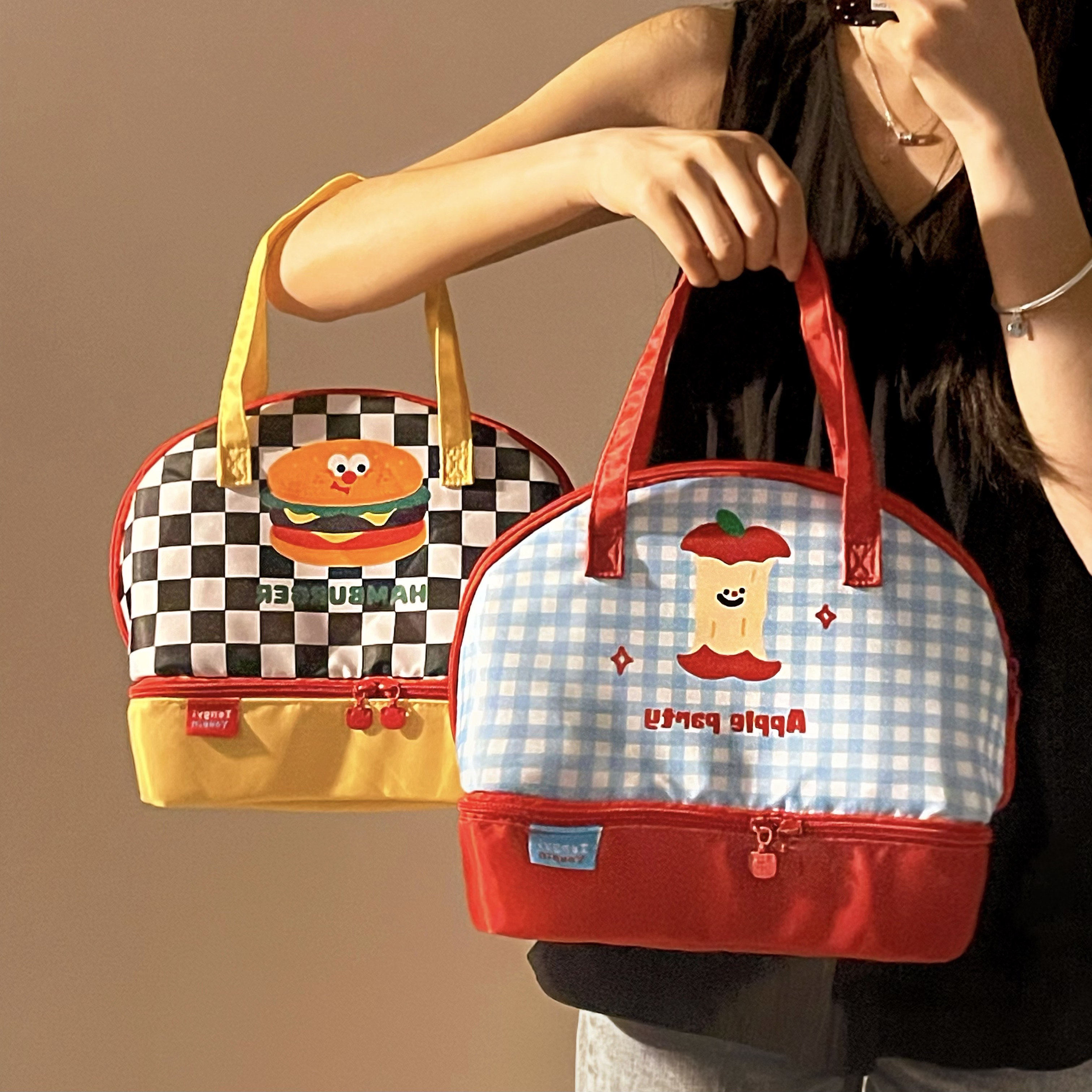 原创双层保温便当包学生上学手提午餐上班手提饭盒袋便携带饭餐包,淘宝优惠券,粉丝福利购,淘宝优惠卷