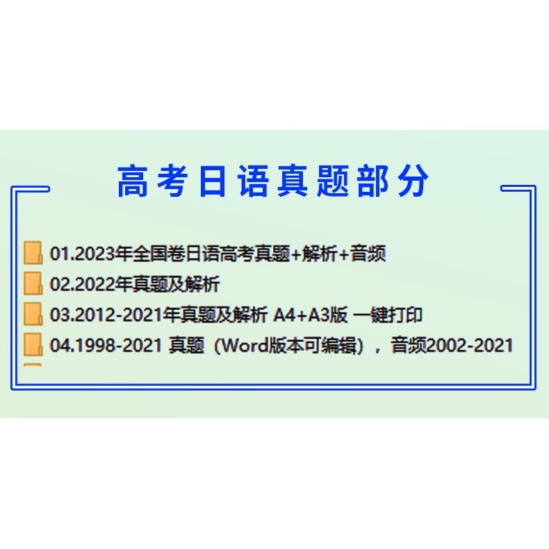 高考日语历年真题n1n2n3n4n5总复习JLPT一轮二轮讲义课件PPT专题专项听力训练阅读作文词汇单词语法练习题突破强化资料电子版 - 图3