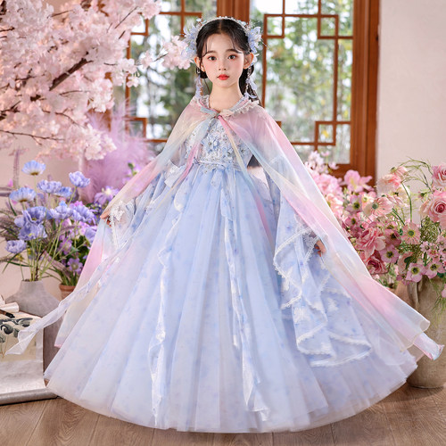 中秋节汉服女童2026新款儿童唐装中国风长袖超仙古装连衣裙春秋季 - 图3