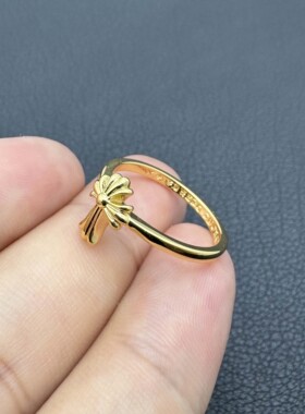 泰银金色十字架条戒戒指男士女生款情侣对戒轻奢高级感男款卡莱茵