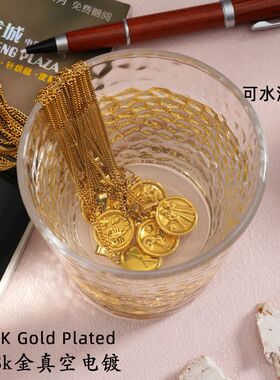 跨境欧美热销18K金不锈钢星座吊坠双面戴带钛钢十二星座吊坠项链