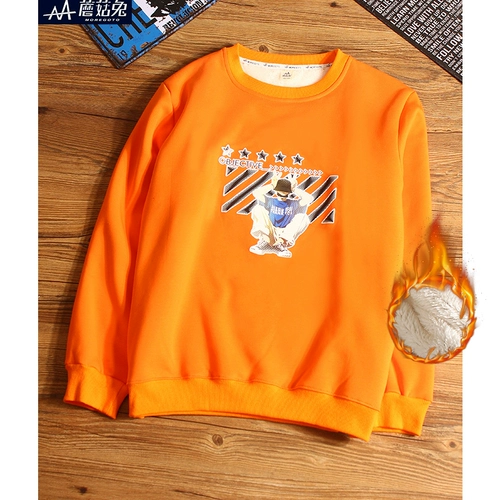 Бархатная зимняя черная утепленная толстовка для мальчиков, увеличенная толщина, в западном стиле, подходит для подростков