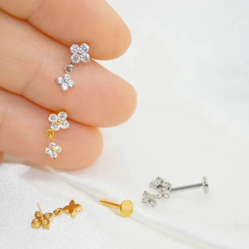 F136钛合金耳骨钉唇钉flat耳屏钉内螺纹替换头爆闪耳钉穿刺穿孔 - 图2