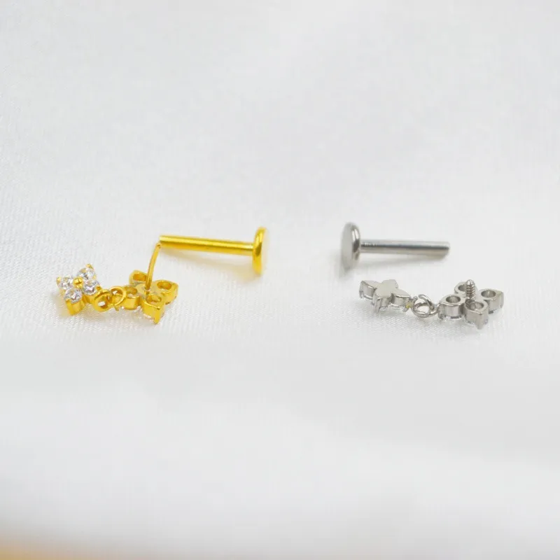 F136钛合金耳骨钉唇钉flat耳屏钉内螺纹替换头爆闪耳钉穿刺穿孔 - 图3