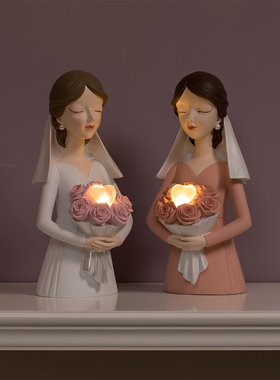 恩爱伴侣新娘捧花送女生闺蜜摆件