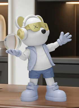 潮酷戴墨镜小熊创意暴力熊桌面摆件电视柜酒柜书柜高级感装饰礼品