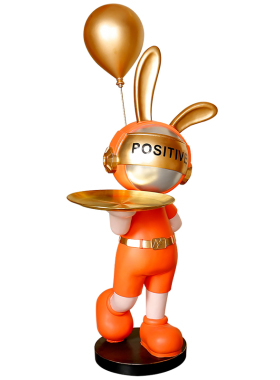 轻奢时尚气球科技兔落地摆件送礼太空兔客厅电视柜沙发旁边几装饰