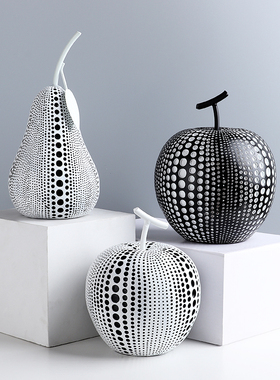 波点艺术苹果摆件圆点梨子北欧