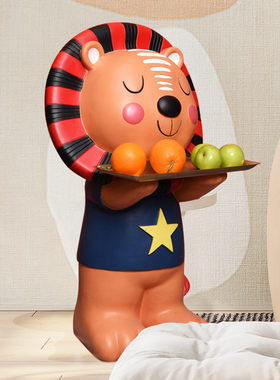 儿童房商业空间端托盘狮子大摆件