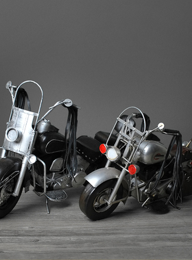 欧璟美铁皮摩托车模型摄影摆件