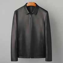 Spring new headlayer Italy imports upscale fetal calf leather Henning genuine leather leather clothing male capsized jacket jacket