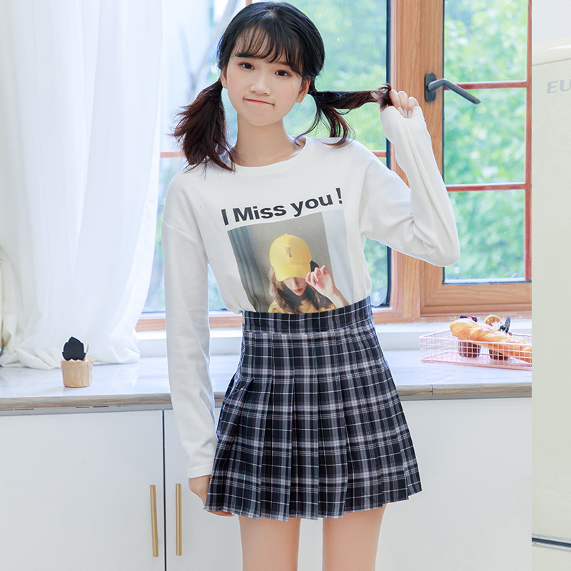 婉璇旗舰店春秋冬装年新款格子毛呢半身裙子高腰百褶短裙女显瘦a字裙裤2