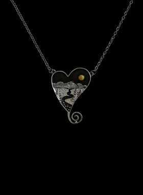 古着vintage银色爱心项链