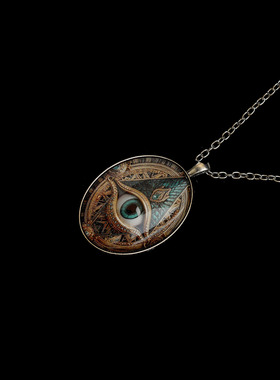 Vintage古着蚀刻画像项链