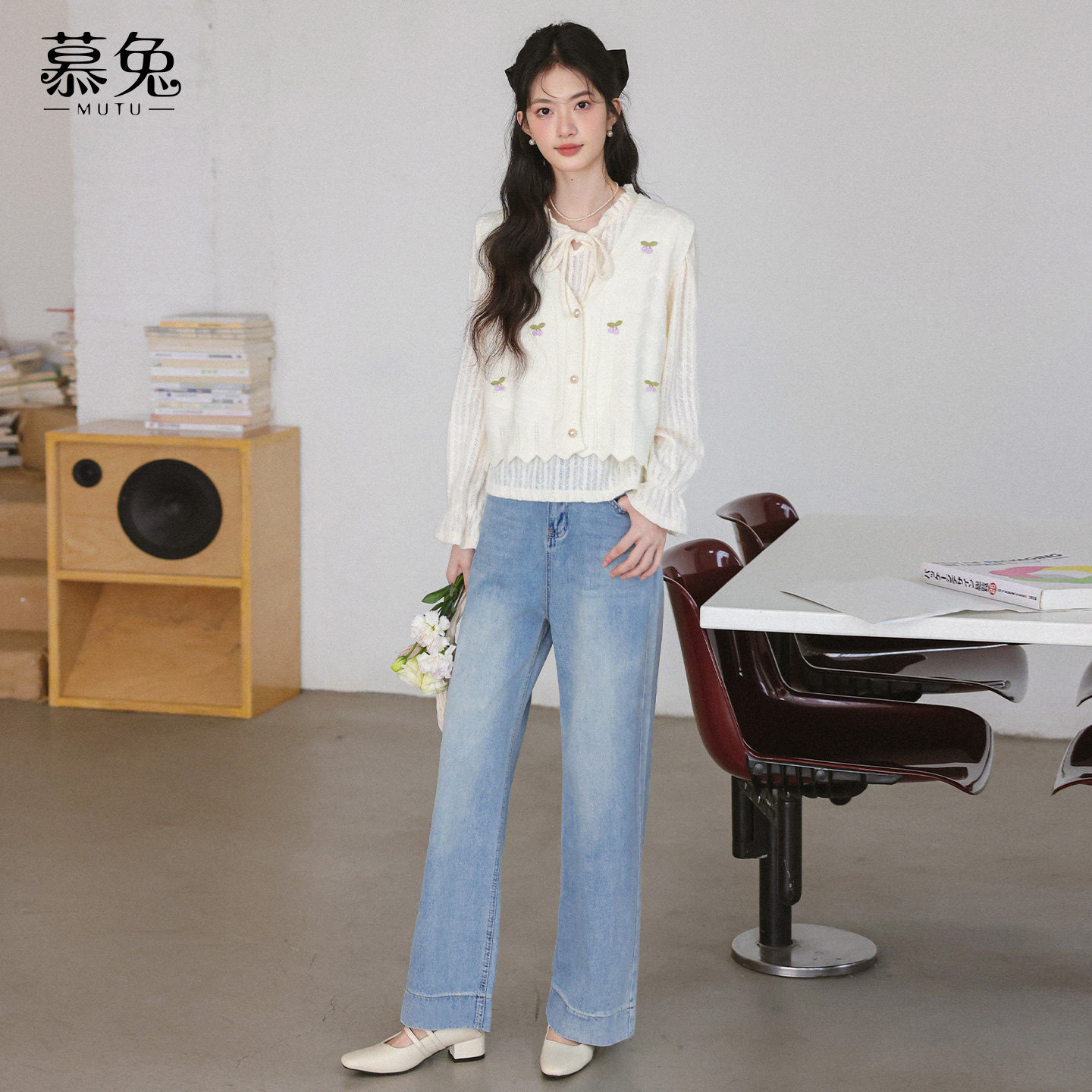 慕兔复古水洗直筒牛仔长裤女2026春季新款百搭高腰显瘦宽松阔腿裤,淘宝优惠券,粉丝福利购,淘宝优惠卷