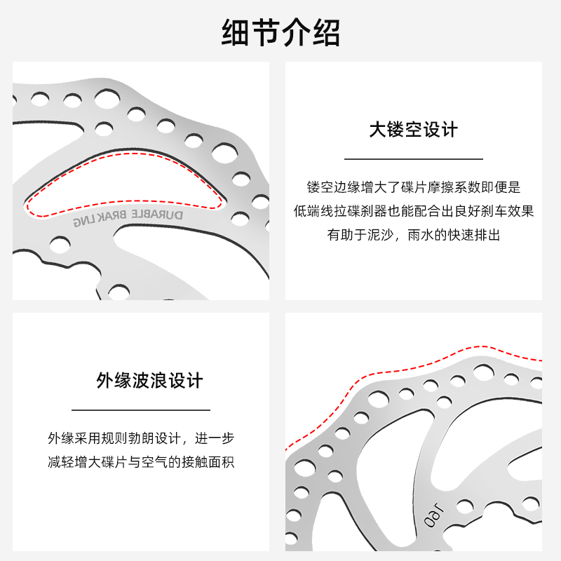健捷山地车碟刹碟片刹车片140 160 180mm自行车6钉高散热刹车盘 - 图2